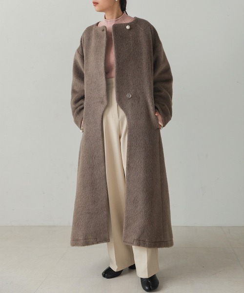 「Bab」 ノーカラーコート S ブラウン レディース_画像2