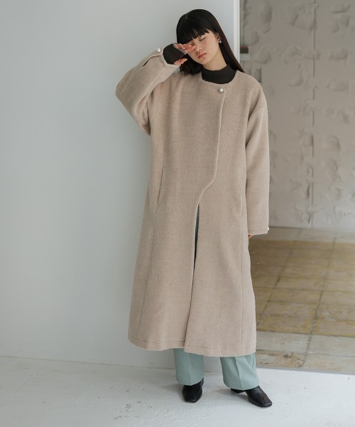 「Bab」 ノーカラーコート S ブラウン レディース_画像5
