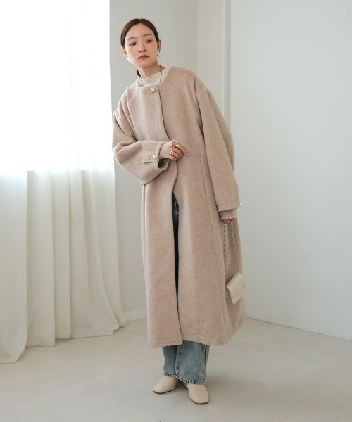 「Bab」 ノーカラーコート S ブラウン レディース_画像6