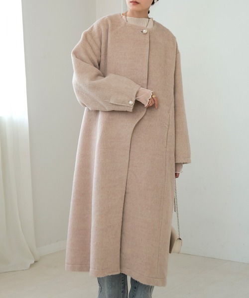 「Bab」 ノーカラーコート S ブラウン レディース_画像8