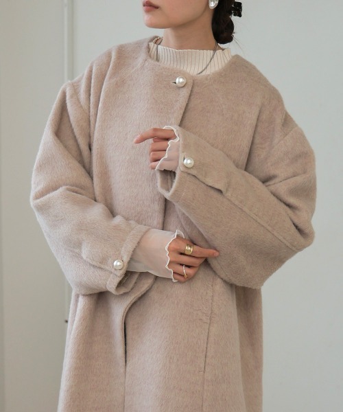 「Bab」 ノーカラーコート S ブラウン レディース_画像9