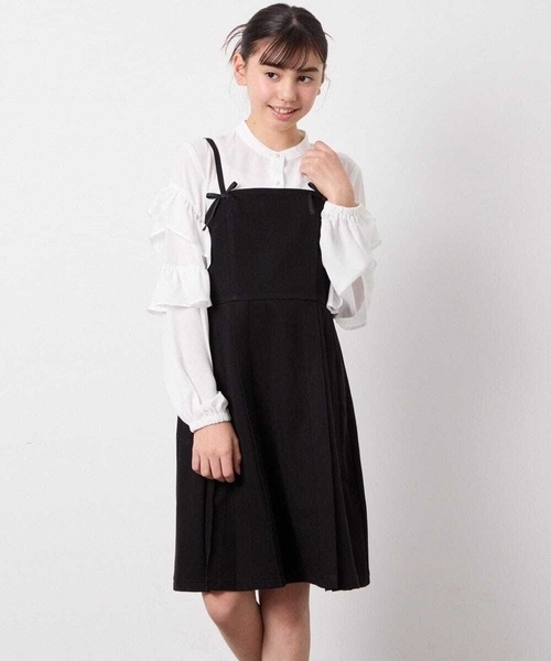 ワンピース 「130-160」フロントリボンプリーツジャンスカ キッズ 子供服
