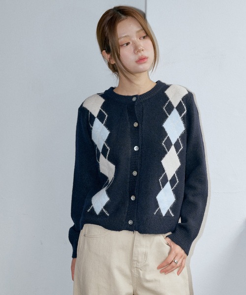 「UNE MANSION」 ニットカーディガン FREE グレー レディース_画像3