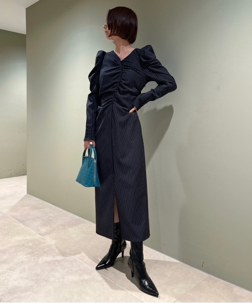 「LILY BROWN」 長袖ワンピース 1 ネイビー レディースの画像