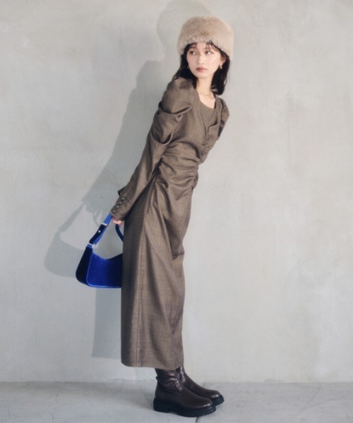 「LILY BROWN」 長袖ワンピース 1 ネイビー レディースの画像