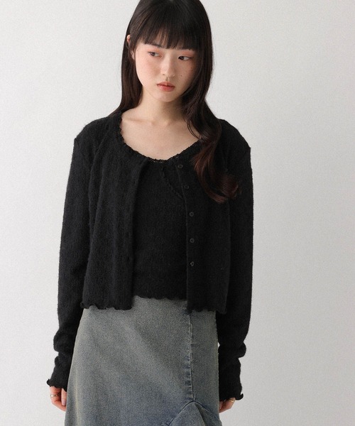 Heather（ヘザー） アンサンブル レースカットカーディガン/キャミ2P