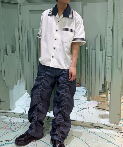ワイドパンツ ジーンズ DRAW CORD パンツ メンズ レディースの画像