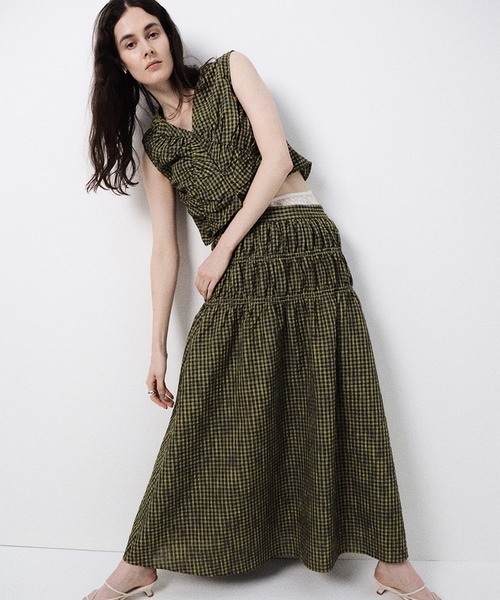 ロング スカート 夏 MEDI 2WAY SHIRRING TOP WITH SKIRT | Ameri | 07