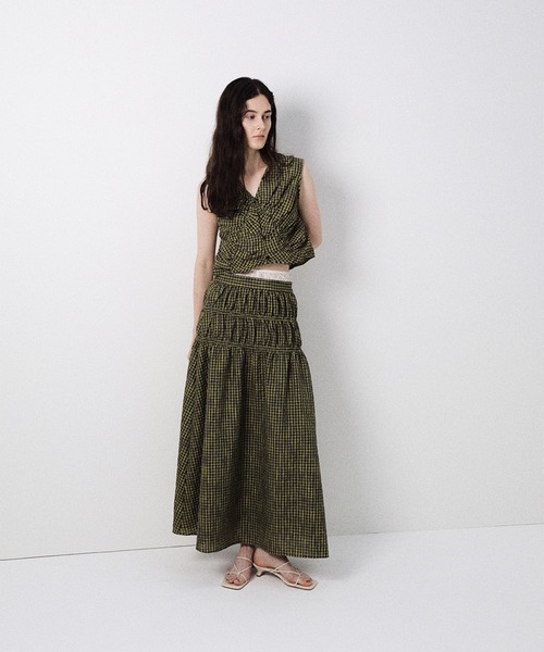 Ameri（アメリ） ロング スカート 夏 MEDI 2WAY SHIRRING TOP WITH