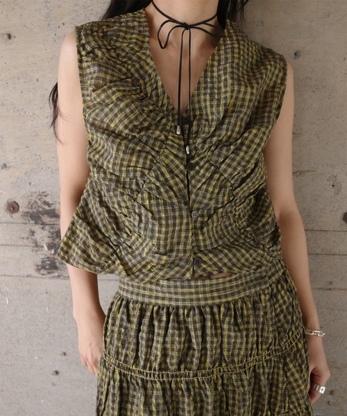 ロング スカート 夏 MEDI 2WAY SHIRRING TOP WITH SKIRT | Ameri | 04
