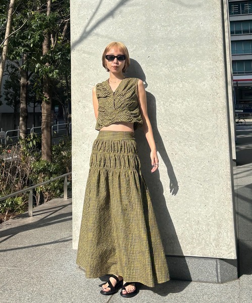 Ameri（アメリ） スカート MEDI 2WAY SHIRRING TOP WITH SKIRT