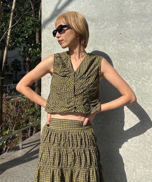 Ameri（アメリ） スカート MEDI 2WAY SHIRRING TOP WITH SKIRT