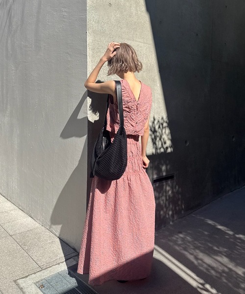 Ameri（アメリ） ロング スカート 夏 MEDI 2WAY SHIRRING TOP WITH