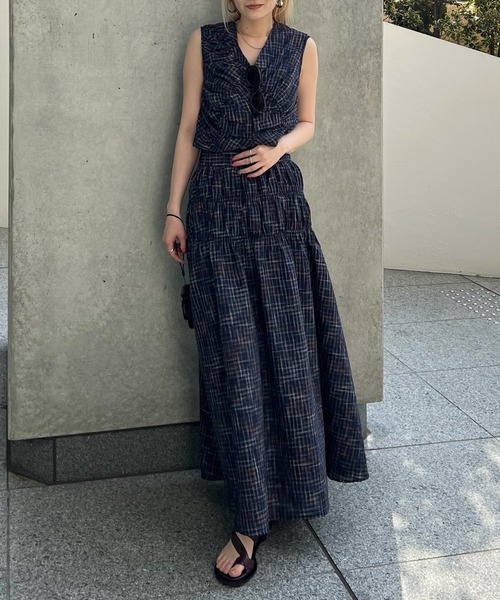 ロング スカート 夏 MEDI 2WAY SHIRRING TOP WITH SKIRT | Ameri | 11