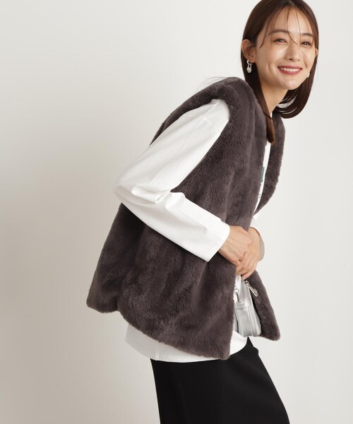 「N.(N. Natural Beauty Basic)」 ベスト MEDIUM グレイッシュベージュ レディース_画像2