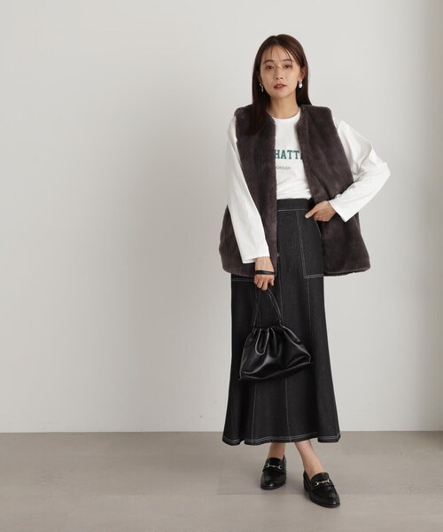 「N.(N. Natural Beauty Basic)」 ベスト MEDIUM グレイッシュベージュ レディース_画像9