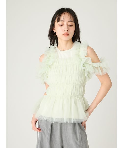 FRAY I.D（フレイ・アイディー） tシャツ 半袖 チュールコンビ2way