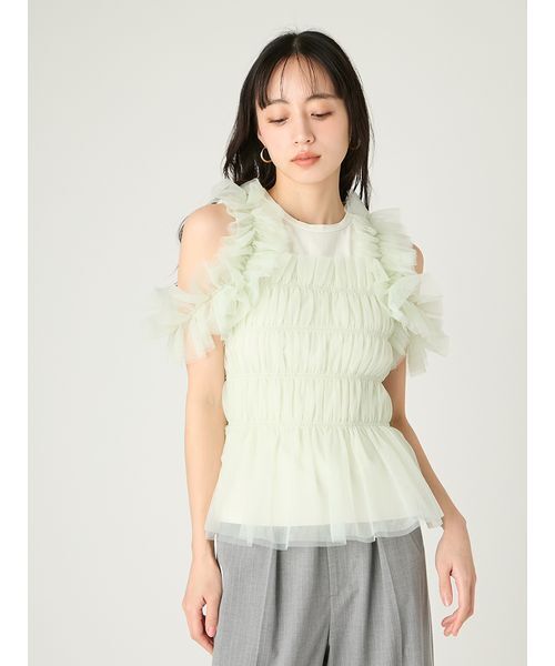 FRAY I.D（フレイ・アイディー） tシャツ 半袖 チュールコンビ2way