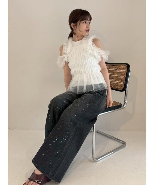 FRAY I.D（フレイ・アイディー） tシャツ 半袖 チュールコンビ2way
