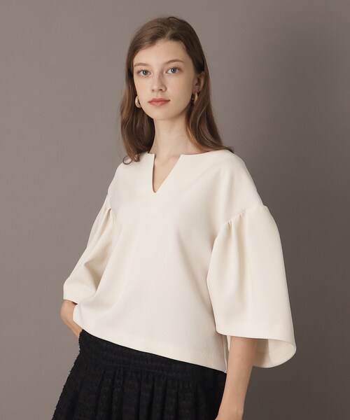 「DRESSTERIOR」 7分袖カットソー 36 ネイビー レディース_画像4