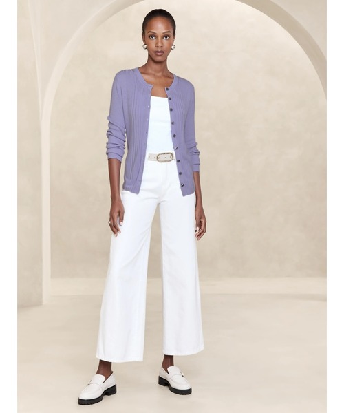 「BANANA REPUBLIC FACTORY STORE」 ニットカーディガン X-SMALL ライトグレー レディース_画像4