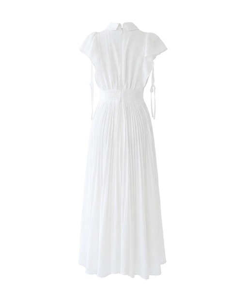 シャツワンピース Sheer check pleats dress