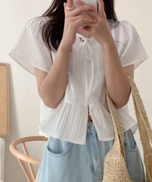 「FAVORITO」 半袖ブラウス F ブルー レディース_画像2