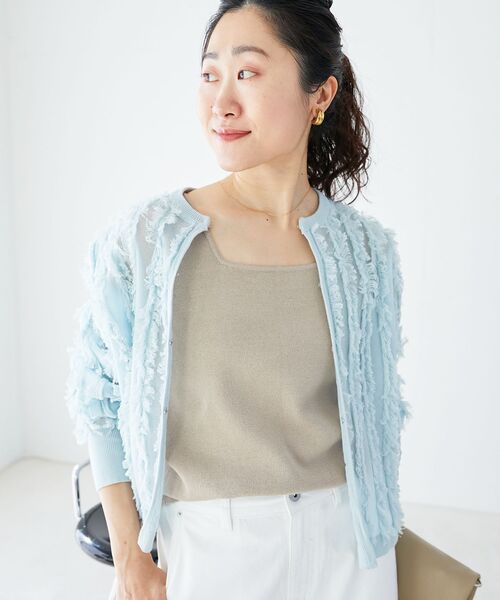 「le.coeur blanc」 ニットカーディガン 38 サックスブルー レディース_画像4