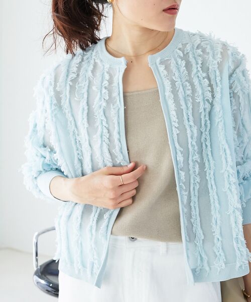 「le.coeur blanc」 ニットカーディガン 38 サックスブルー レディース_画像5