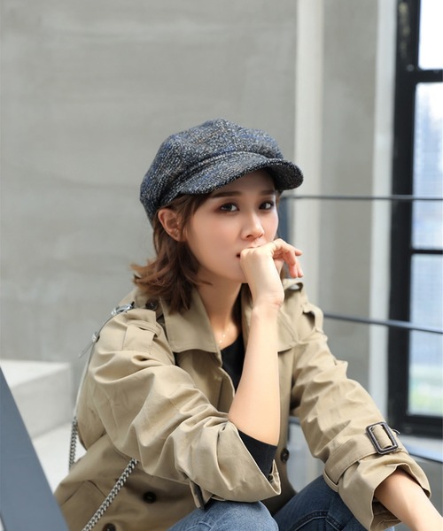 BLANC FICELLE 帽子 キャスケット ミックス柄 キャスケット レディース