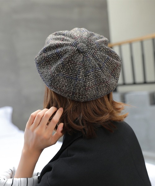 BLANC FICELLE 帽子 キャスケット ミックス柄 キャスケット レディース