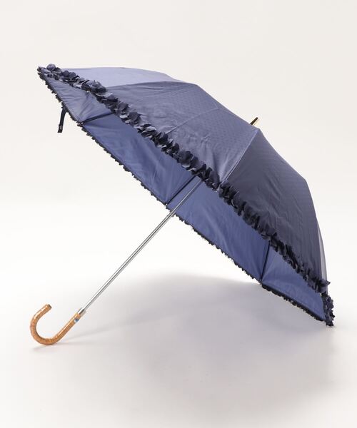 新品 LANVIN en Bleu ドビーフリル 晴雨兼用折りたたみ傘 ブラック LANVIN en Bleu 折りたたみ傘 遮光 晴雨兼用折りたたみ日傘
