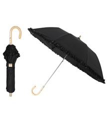 LANVIN ランバンオンブルー ドビーフリル 晴雨兼用 折りたたみ傘 ブラウン 晴雨兼用日傘】LANVIN en Bleu (ランバン オン ブルー