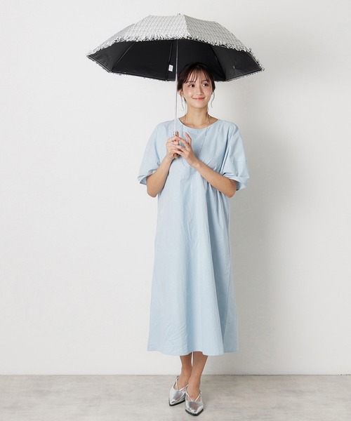 LANVIN ランバンオンブルー ドビーフリル 晴雨兼用 折りたたみ傘 ブラウン MOONBAT｜LANVIN en Bleu(ランバン オン ブルー)ドビーフリル
