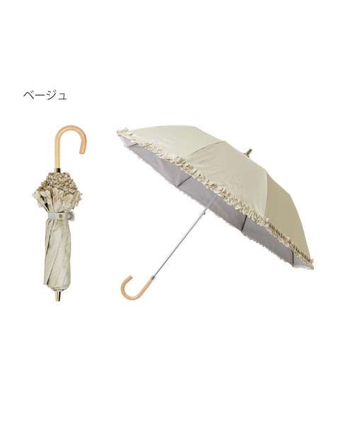【未使用】ランバンオンブルー 折り畳み傘 晴雨兼用 日傘 ピンク ドビーフリル LANVIN en Bleu 折りたたみ傘 遮光 晴雨兼用折りたたみ日傘