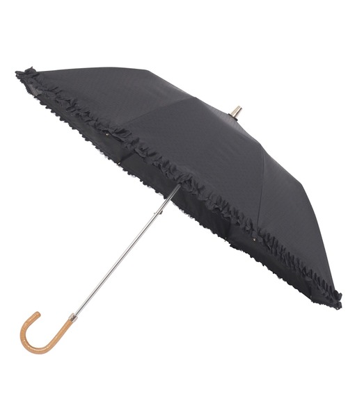 【新品】ランバンオンブルー　日傘　ドビーフリル　楽折　折りたたみ　晴雨兼用　黒 LANVIN en Bleu 折りたたみ傘 「新色追加」遮光 晴雨兼用折りたたみ