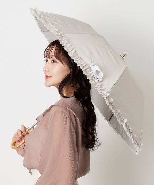 ランバン オン ブルー 晴雨兼用折りたたみ日傘 ドビーフリル LANVIN en Bleu 折りたたみ傘 遮光 晴雨兼用折りたたみ日傘