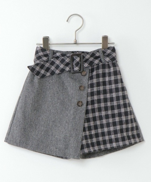 ikka（イッカ） スカート 「キッズ」ツイード風切り替えラップ