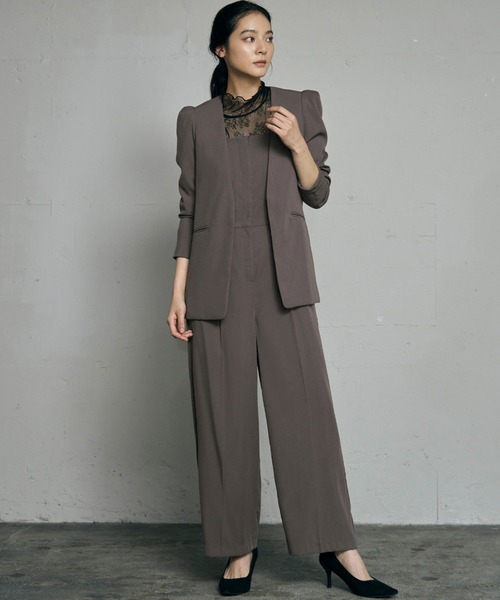 ノーカラージャケット＆オールインワン セットアップ M パンツドレス 七五三 セール】ノーカラージャケット&オールインワンパンツドレス