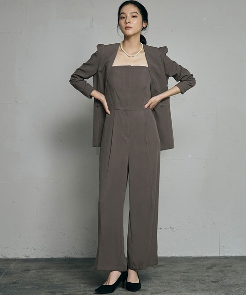 Flolia（フロリア） パンツドレス ノーカラージャケット