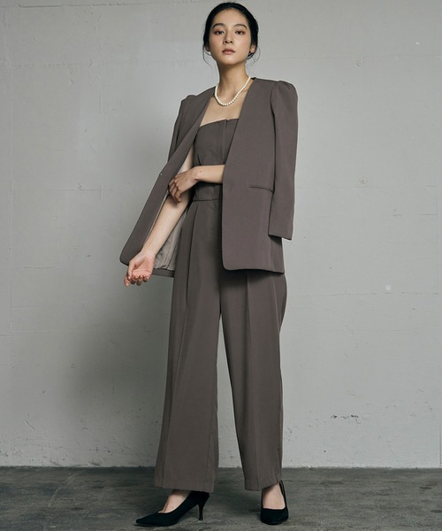 Flolia（フロリア） パンツドレス ノーカラージャケット