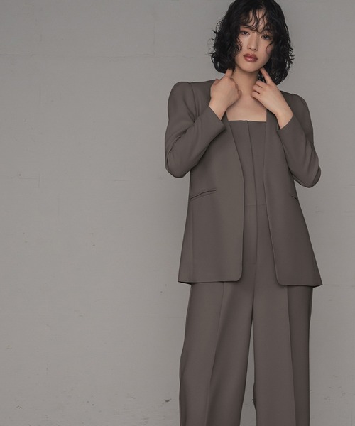 ROOM903 結婚式 およばれ オールインワン パンツ ベージュ サイズL