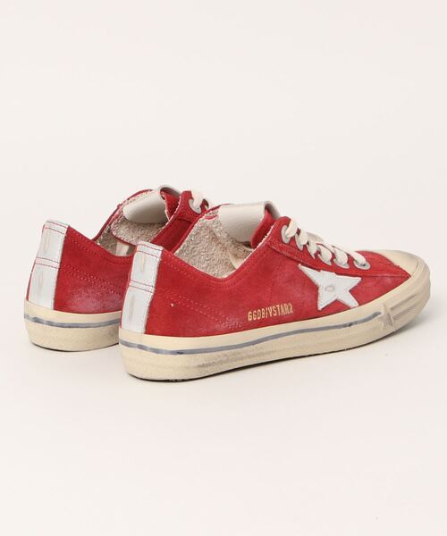 スニーカー GOLDEN GOOSE V-star2 sneakers dark red suede-laminated silver starの画像