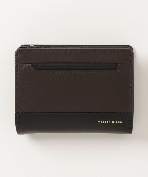 【美品!】マスターピース☆折り財布 glossシリーズ ブラックレザー 小銭入付 master-piece（マスターピース） 二つ折り財布 財布 gloss ミドル