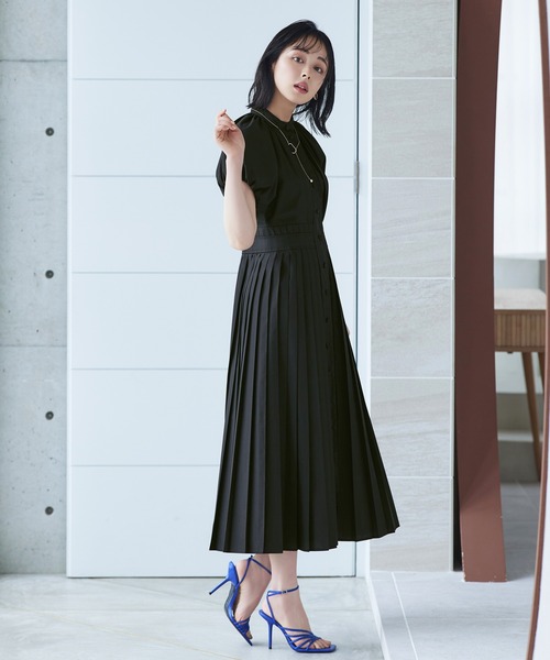 新品　RUIRUE BOUTIQUE プリーツワンピース S RUIRUE BOUTIQUE ワンピース プリーツパネル・フレンチスリーブ