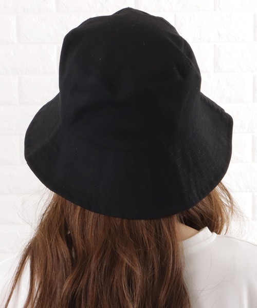 レース付き黒バケットハット Lace Ladies（レースレディース） 帽子 ハット ベーシックカラー
