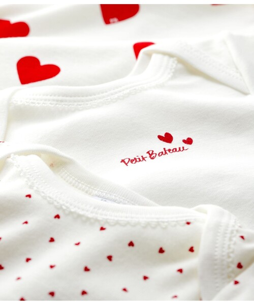 PETIT BATEAU（プチバトー） ベビー服 ロンパース ハートプリント長袖
