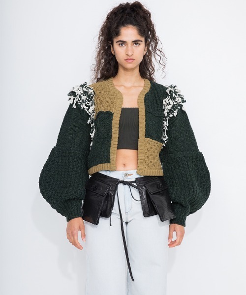 カーディガン Hand Knitted Patchwork Cardigan レディース