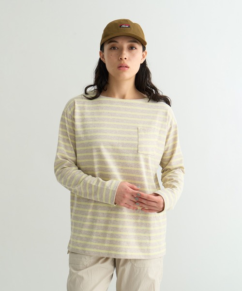 tシャツ ECO HYBRID LOOSE FIT BORDER L/S TEE W / エコハイブリッド ルーズフィット ボーダー ロングスリーブテ
