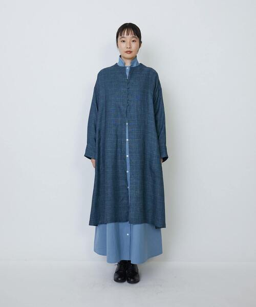 LOISIR ブラウス シャツ リネンガーゼチェックガウン